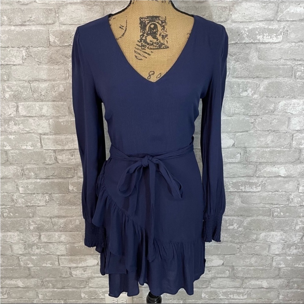 Aqua Navy Ruffle Dress - Picture 2 of 9